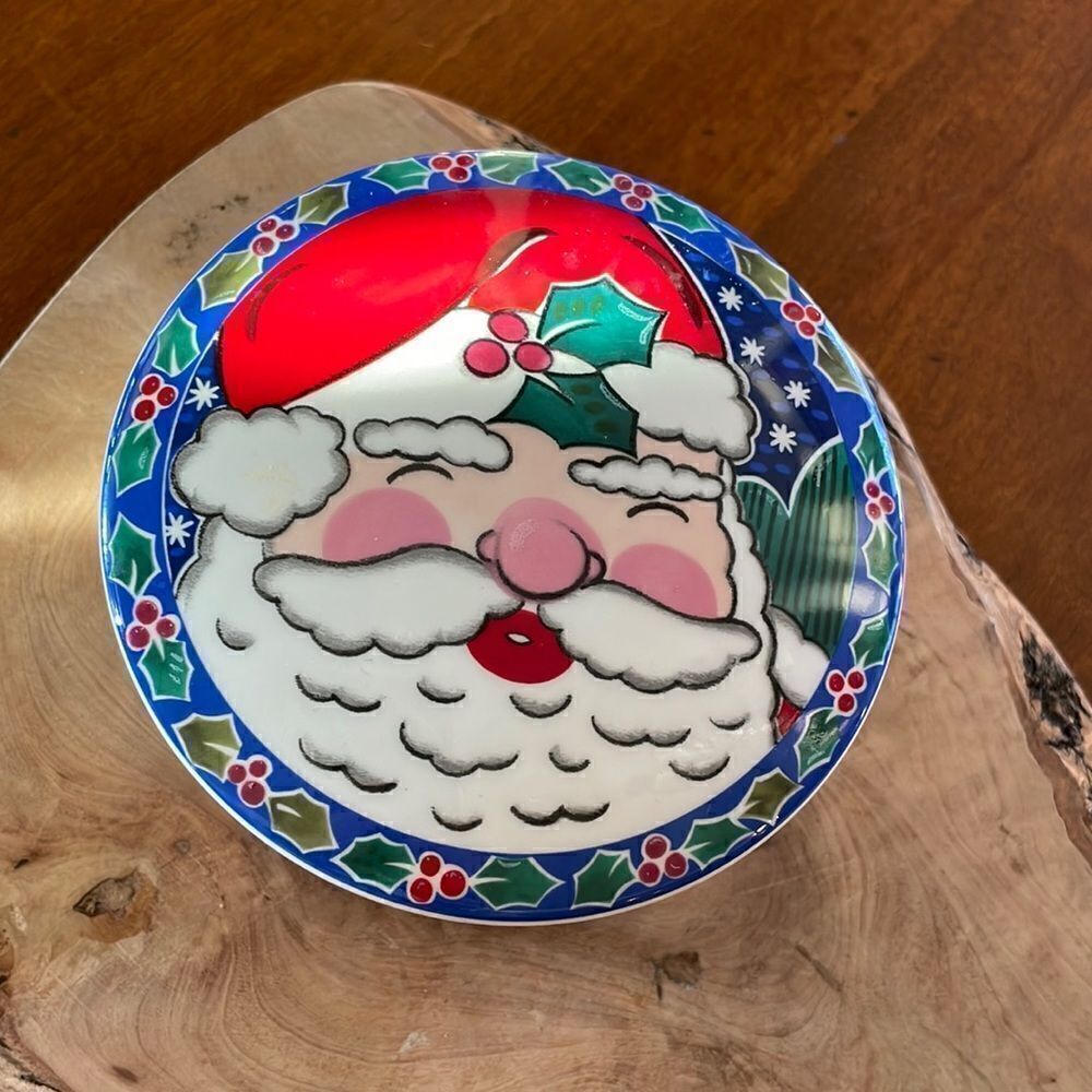 Vintage Mikasa Santa Claus Ceramic Trinket Dish with Lid